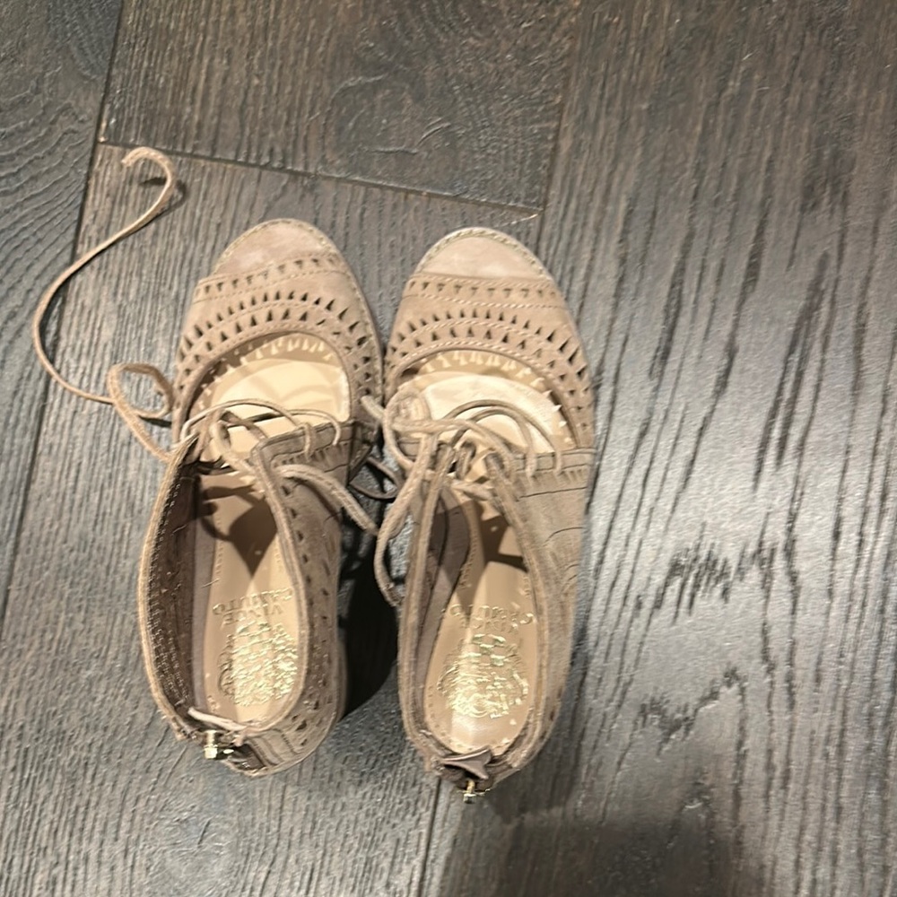Vince Camuto Tan Lace Up Boots with Textured Design